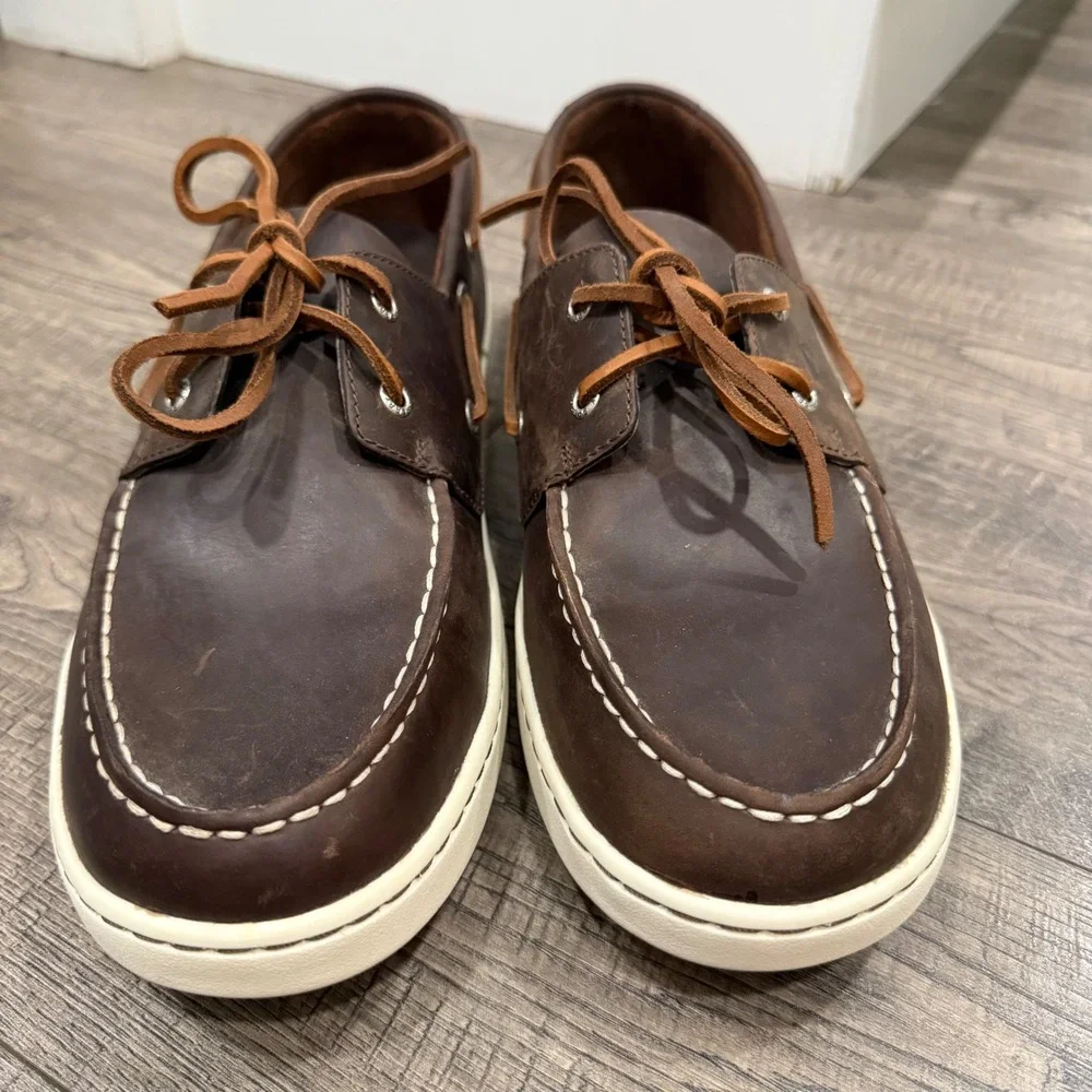 Sperry Top-Sider Mens Dark Brown Leather Boat Shoes Sneaker Sole STS22510